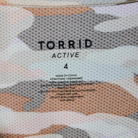 Torrid Camo Active Top Plus Size 4 4X Sleeveless Pink Blue Orange Breathable - Picture 5 of 5